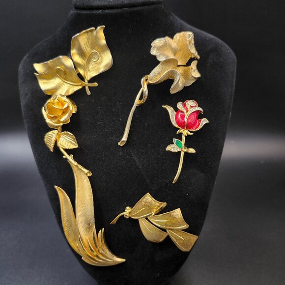 Vintage Floral Brooch Lot (Cora, Angel, Unsigned) - Picture 1 of 8